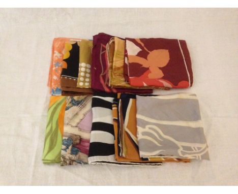 A COLLECTION OF DESIGNER SCARVES - CHRISTIAN DIOR ETC Two Christian Dior silk scarves, two Thirkell of Bond Street (one marke