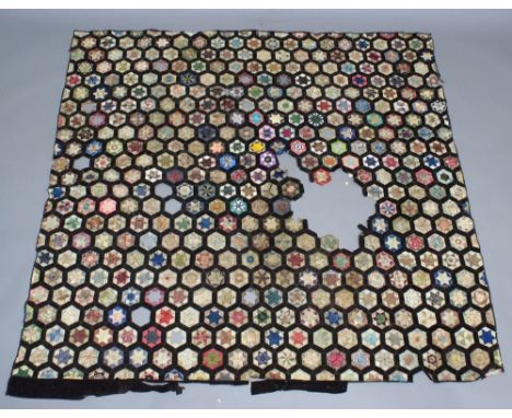 PATCHWORK QUILT FROM LORD RAGLAN'S DEATH BED. Packed in a cushion cover are two very intricate and delicate quilts.  A large 