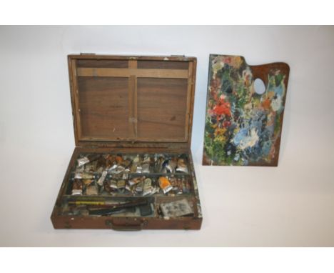 19THC FRENCH ARTISTS BOX - LE FRANC a lovely quality walnut artists box, with a fold away easel and compartments inside conta
