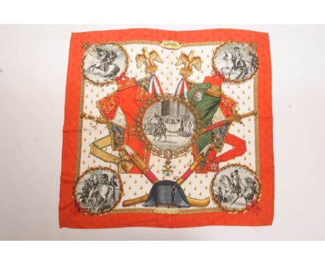 A 1963 HERMES SCARF - NAPOLEON 1963 silk jacquard with a bee motif - Napoleon - designed by Phillipe Ledoux, Hermes - Paris. 