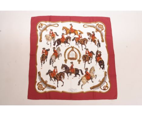 A HERMES SCARF - REPRISE A silk twill 1970's design by Phillippe Ledoux - Hermes Paris. 90cms x 90cms. Unworn condition. (1) 