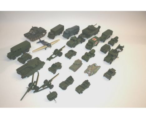 MILITARY DINKY TOYS various unboxed Military Dinky Toys including 689 Medium Artillery Tractor, 622 10 Ton Army Truck, 642 Pr