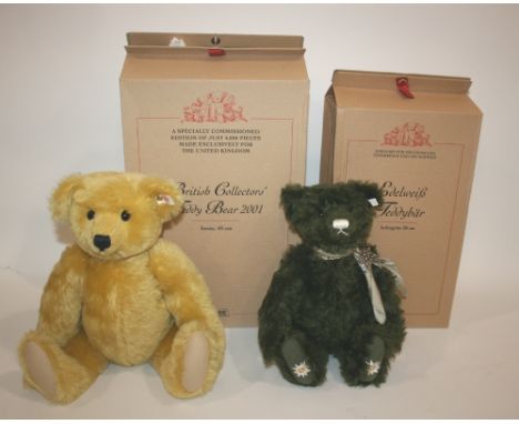 TWO BOXED STEIFF TEDDY BEARS - LIMITED EDITION including British Collectors Teddy Bear 2001 (3474 of 4000 produced), and Edel