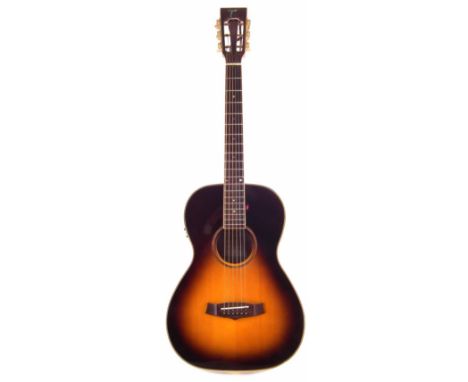 Tanglewood Rosewood Reserve acoustic guitar, model number TRP-73-VS-E, serial number T09011002, with herringbone binding, sun