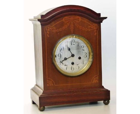 A mahogany three-train movement mantle clock with Westminster chime Unfortunately we are not doing condition reports on this 
