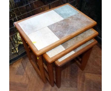 Mobelfabrikken Toften nest of three tables with tile top Unfortunately we are not doing condition reports on this sale.