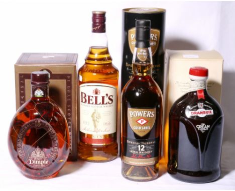 HAIG'S DIMPLE 15 year old blended Scotch whisky, 75cl, 43% vol, boxed; BELL'S blended Scotch whisky, 1 litre, 40% vol; DRAMBU