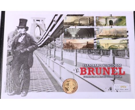 Westminter The Brunel Anniversary £2 gold coin first day cover with United Kingdom Elizabeth II gold proof £2 2005 enclosed, 