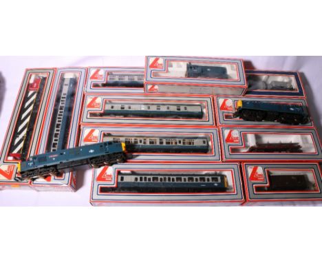 Lima 00 gauge model railways including 0-6-0 diesel locomotive 205107, diesel locomotive 208076L, 9 coaches and rolling stock