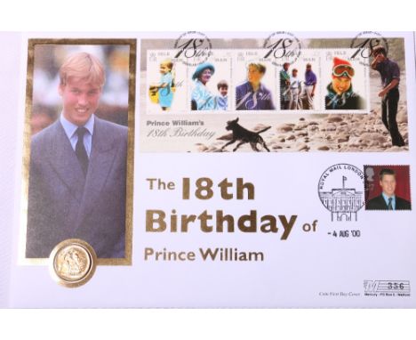 Westminster HRH Prince William's 18th Birthday gold sovereign first day cover with United Kingdom Elizabeth II gold sovereign