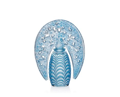 René Lalique (French 1860-1945) BOUCHON FLEURS DE POMMIER, NO. 493 designed 1919 clear, frosted and blue stained engraved R. 