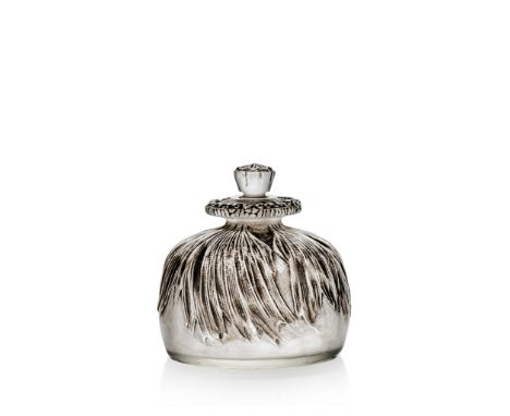 René Lalique (French 1860-1945) PAVOT SCENT BOTTLE, NO. 476 designed 1910 clear, frosted and black stained engraved R. Laliqu