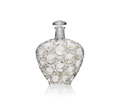 René Lalique (French 1860-1945) SALAMANDRES SCENT BOTTLE, NO. 491 designed 1914 clear, frosted and black stained stencilled R