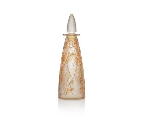 René Lalique (French 1860-1945) POÉSIE D’ORSAY SCENT BOTTLE, D’ORSAY – 13 designed 1914 clear, frosted and sepia stained moul