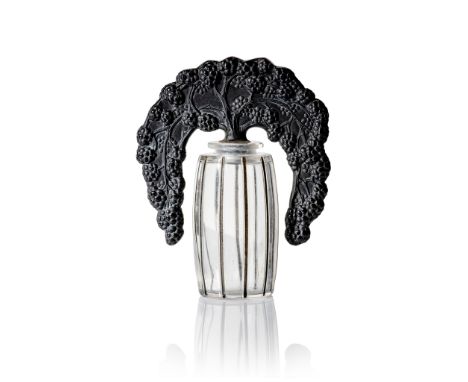 René Lalique (French 1860-1945) BOUCHON MÛRES SCENT BOTTLE, NO. 495 designed 1920 clear, black, and black enamelled moulded R