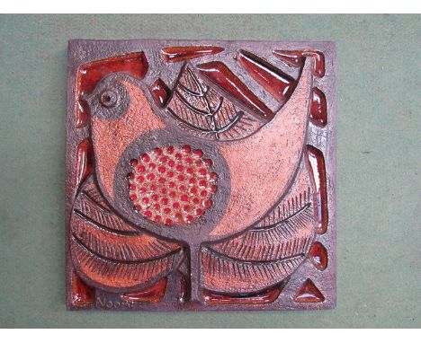 A large 1960's Danish ceramic wall plaque by Noom Backhausen for Soholm.  35cm x 35cm 