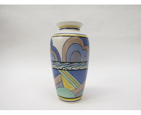 A Poole Collectors Club edition Athens vase by Karen Brown, "Old Harry Rocks" pattern, circa 1998, 21cm high 