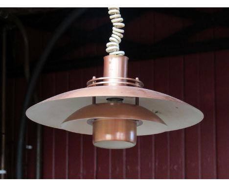A 1960's Louis Poulsen style copper multi-tiered ceiling pendant by Form Light, Denmark 