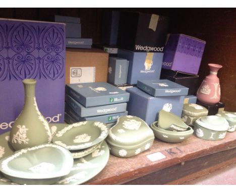 SHELF OF WEDGWOOD JASPER WARE