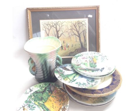PLATES^ VASE AND A PRINT     N2