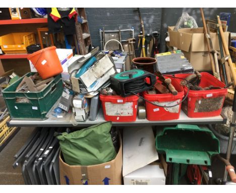 QUANTITY OF MISC. TOOLS^ JIGSAW^ ORBITAL SANDER^ CABLE REEL ETC