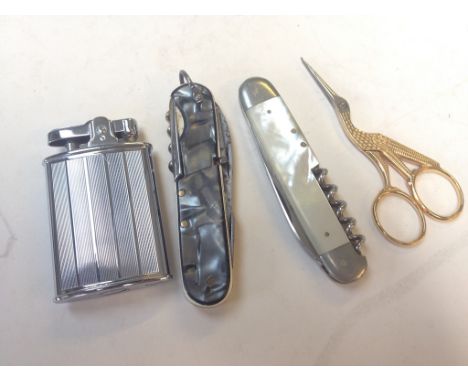 LIGHTER^ SCISSORS^ TWO PEN KNIVES     C