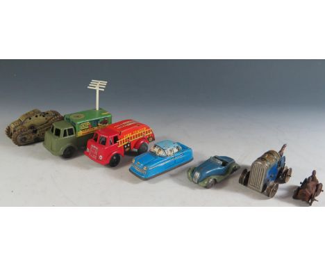 A Selection of Tinplate Toys Including Wells Brimtoy, Gama etc. (some not working). 