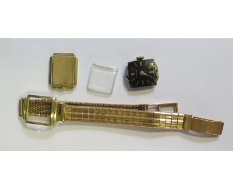 A Ladies ETERNA 14K Gold Wristwatch with 18ct gold strap, strap and case front 21.5g, case back 1.8g 