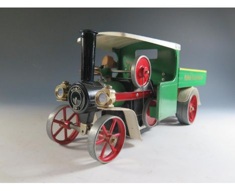 A Mamod SW1 Steam Wagon Live Steam Engine in Green, White and Red (Not Tested). 