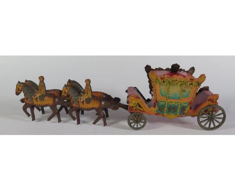 A Wells Brimtoy Tinplate 1937 Coronation Coach (23cm approx). 