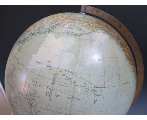 A Terrestrial Globe with compass to stand, 55cm high. Faults