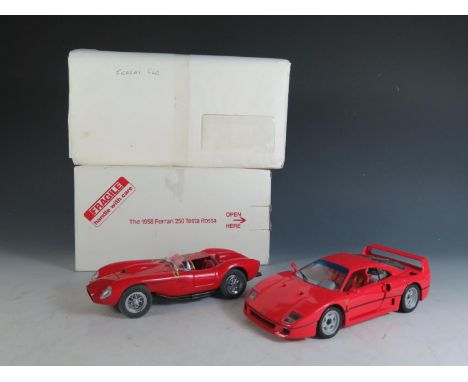 Two Ferrari 1:24 Scale Models, Franklin Mint 1989 Ferrari F40, Danbury Mint 1958 Ferrari 250 Testa Rossa. Near mint to mint i