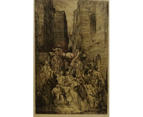 'A Wedding Procession with Camels', etching signed with initials in pencil No.10 from an edition of 100 by Marius Alexander J