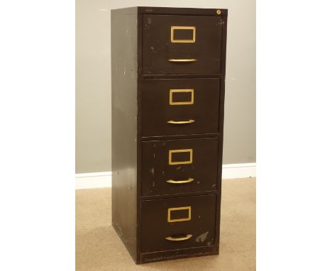 1930s vintage metal four drawer filing cabinet, W47cm, H132cm Condition Report Click here for further images, condition, auct