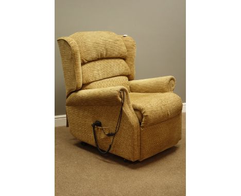 Electric riser reclining armchair upholstered in fabric (This item is PAT tested - 5 day warranty from date of sale)  Conditi