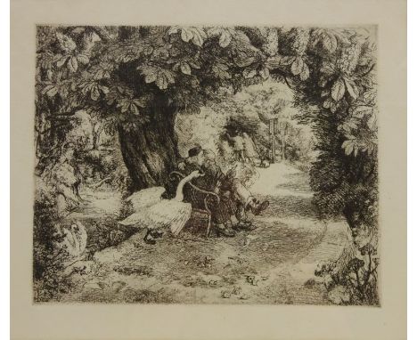 'The Penultimate Swan Song', etching initialled and dated '52 within plate by Paul Drury (British 1903-1987) 21cm x 25cmProve