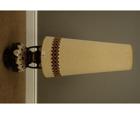 West German studio pottery lava lamp base with tall shade, H102cm   Condition Report   Click here for further images, conditi