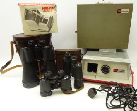 Hilkinson 20 x 80 field binoculars in case, Miranda 8 x 40 binoculars in case, pair USSR 7 x 50 binoculars, Prinzmatic 500 sl