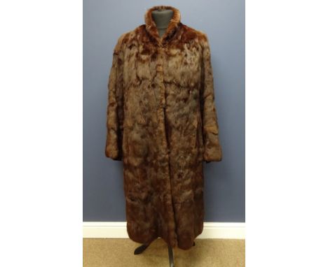 Vintage three quarter length rabbit fur coat with floral design lining  Condition Report Click here for further images, condi