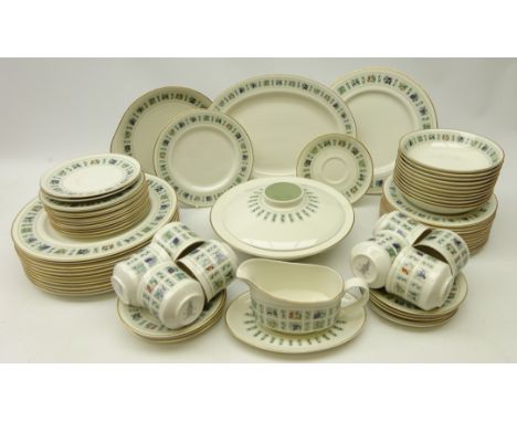 Royal Doulton 'Tapestry' part dinner and tea ware comprising, twelve dinner and side plates, eleven dessert bowls, tureen and