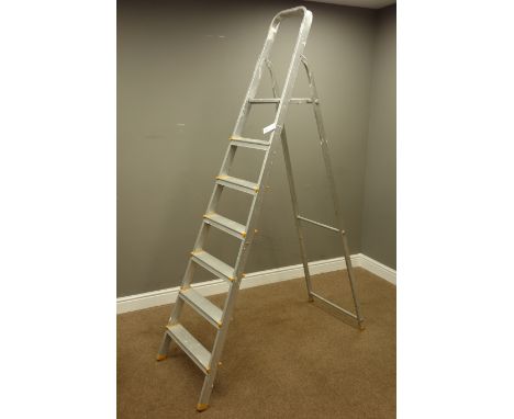 Pair folding aluminium step ladders Condition Report Click here for further images, condition, auction times & delivery costs