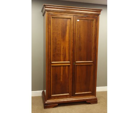 Willis & Gambier Louis Philippe style poplar and cherry wood double wardrobe, interior hanging space and shelf, W117cm, H197c