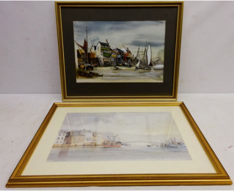 Whitby Harbour, limited edition colour print No. 255/500 indistinctly signed in pencil and Prospect of Whitby - London, 20th 