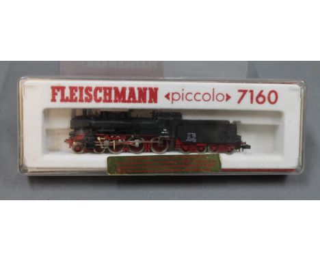A Fleischmann Piccolo N Scale DB Class 038772-0 4-6-0 steam locomotive and tender (7160)