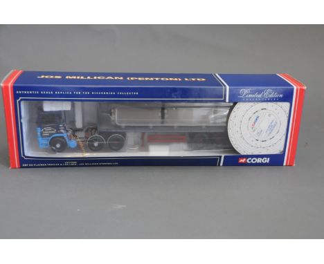 A Corgi Limited Edition collectable's 1:50 scale Jos Millican (Penton) Ltd ERF EC flatbed trailer & log load (CC11905) 