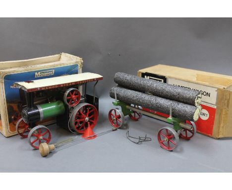 A Mamod TE1a steam tractor and a Lumber wagon, LW.1, both boxed