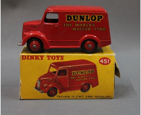 A Dinky "Dunlop" Trojan 15 CWT van (451), having red coloured body and hubs