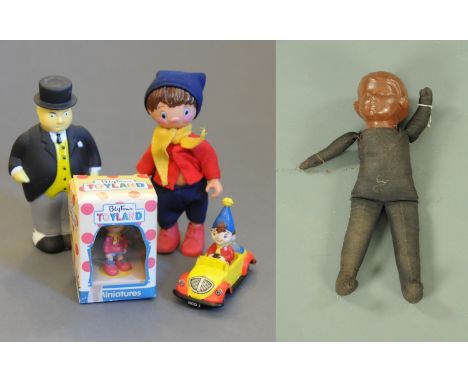 A small group of Noddy & Fat Controller toys, to include a Marx pose able Noddy toy, together with a composition head black d