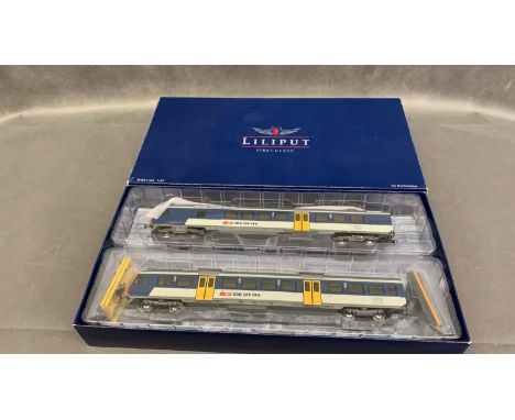 Liliput 00 Gauge Electric Multiple unit (front and back carriages) with pantograph etc in SBB blue and white livery. Unused a