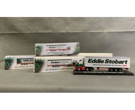 4 Eddie Stobart boxed Trailers, mint condition, 1 box slightly damaged   scale 1:76, die cast metal       Eddie Stobart Volvo